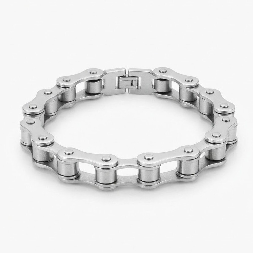Punk Biker Bicycle Chain Link Bracelet Silver Industrial Jewelry Stainless Steel